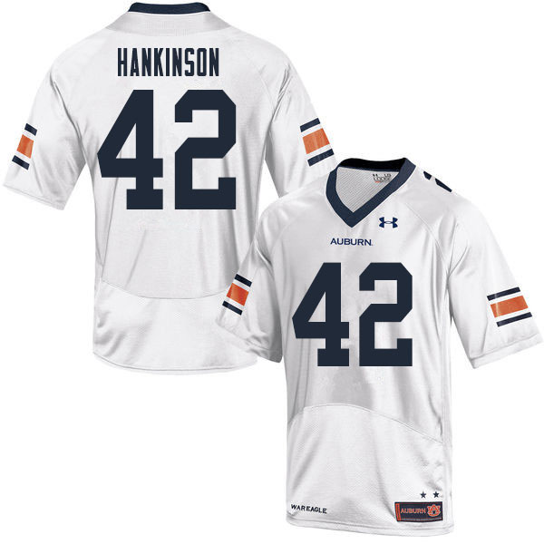 Men's Auburn Tigers #42 Crimmins Hankinson White 2020 College Stitched Football Jersey